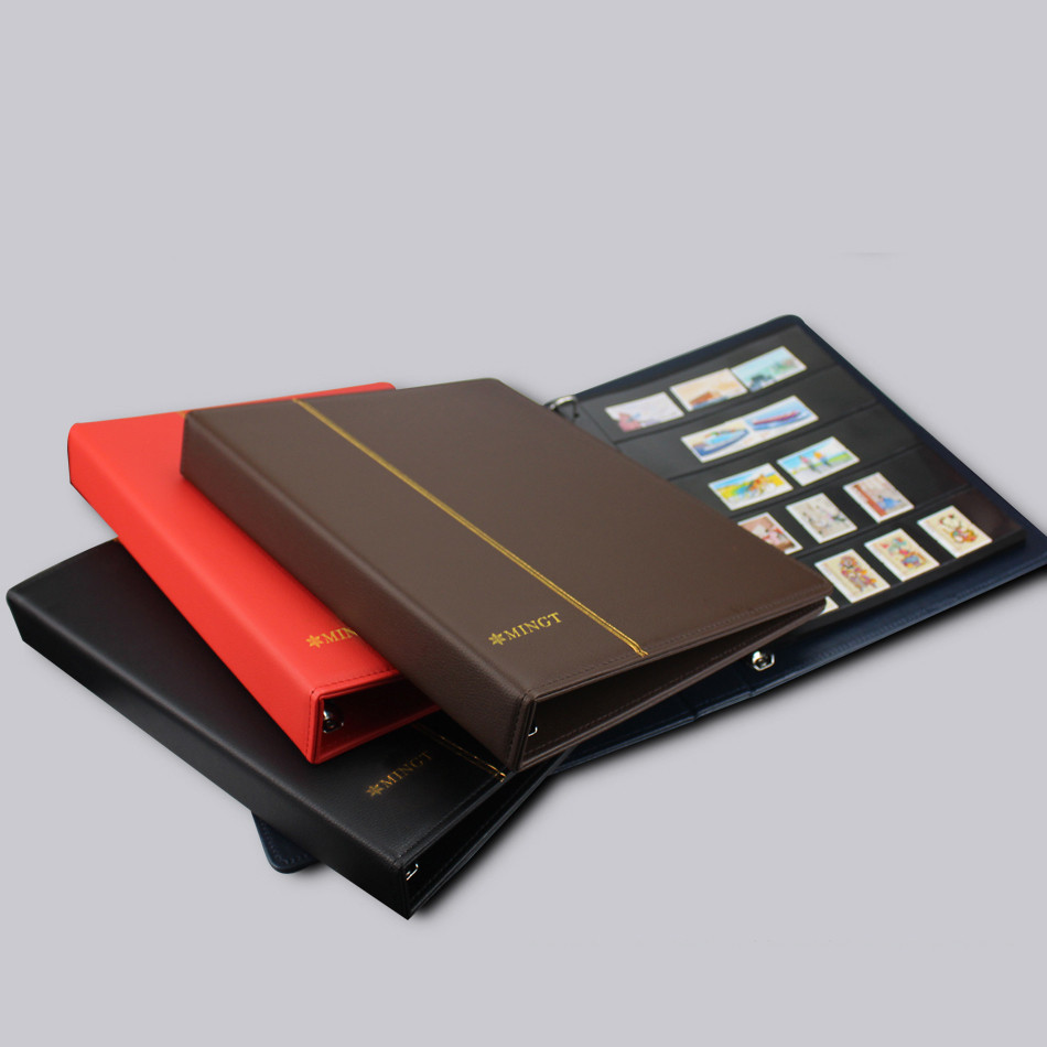 

PCCB/MINGT 3 Rings Leather Empty Stamp Album for 7/9 holes Stamp Sheets Paper Money Coins Stamp Collection Book Put 35 Sheets