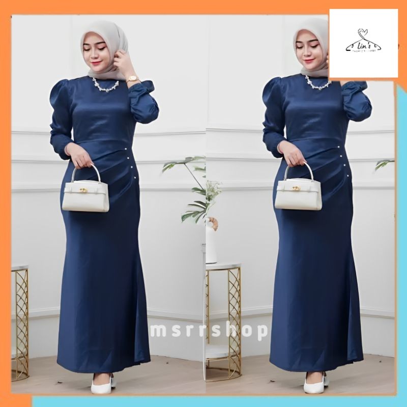 Gamis Drees Muslim Elora Dress Satin Silk Premium Baju Fashion wanita Kondangan wisuda couple Muslim