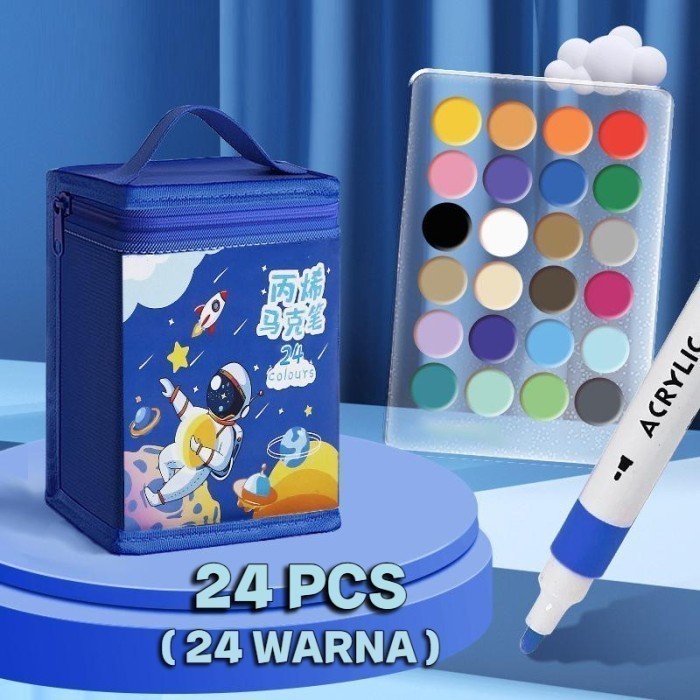 

【M-MT】DISKON!!! COD SPIDOL MAKER ISI 24 PCS (24 WARNA) / BERBAGAI MOTIF POUCH / ACRYLIC MERKER SET 24 COLOR WATERPROOF - SPACE