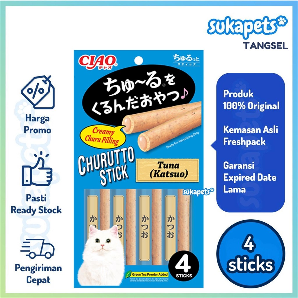 Ciao Churutto Stick Katsuo Formula Snack Kucing 4 Sticks