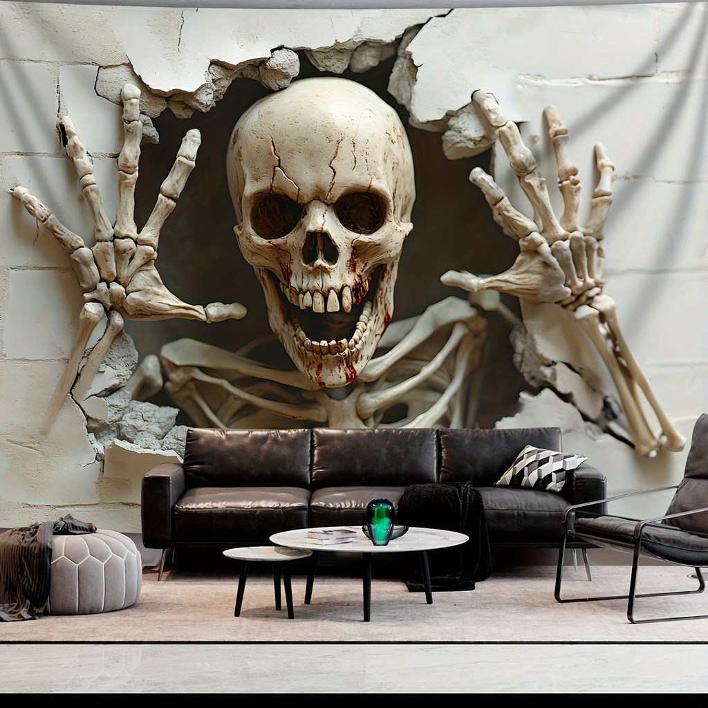 3D Skeleton Wall Tapestry - Perfect for Home Décor, Adding a Touch of Gothic and Spooky Charm to You