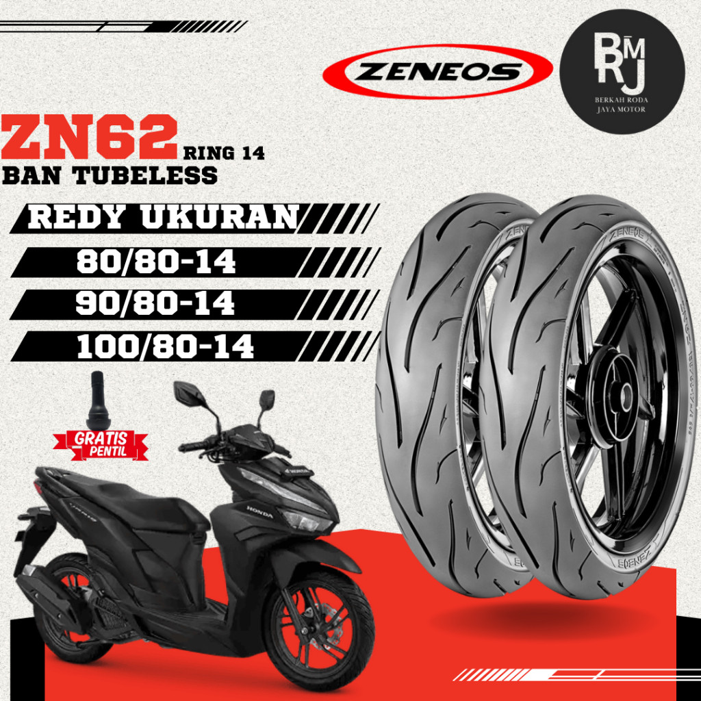 SEPASANG / SATUAN BAN MOTOR BEAT ZENEOS ZN62 Ring 14 TUBELESS DEPAN BELAKANG VARIO