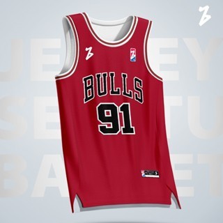 Jersey Basket Dennis Rodman Chicago Bulls #91 Merah Red – Swingman Baju AtasanCO