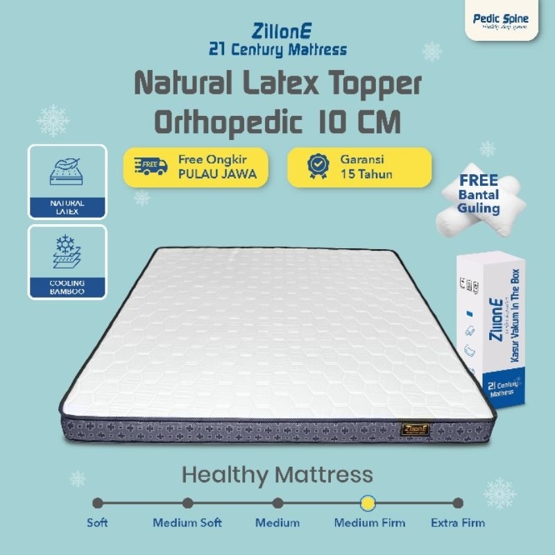 ZillonE Natural Latex Topper Orthopedic Mattress 10cm