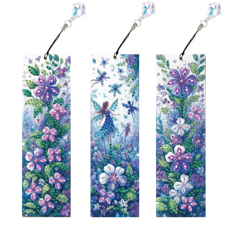 

3pcs DIY Fairy and Flower Diamond Painting bookmarks for Adult Acrylic crystal Rhinestone bookmarks for book notes gifts
