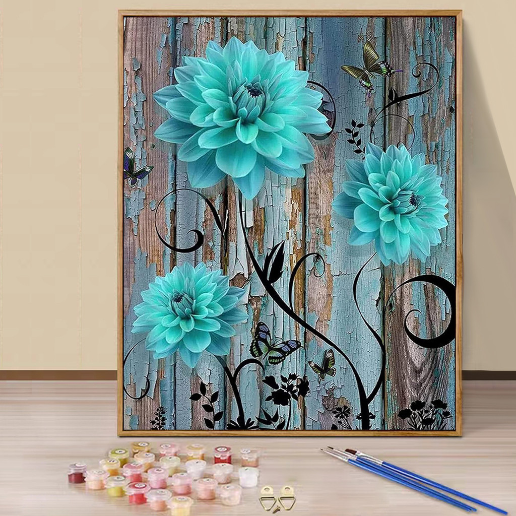 

Paint by Numbers - 40x50cm, Flowers Painting Kits for Beginners on Colored Canvas, Easy DIY Art for Home Decor Gift (No Frame)