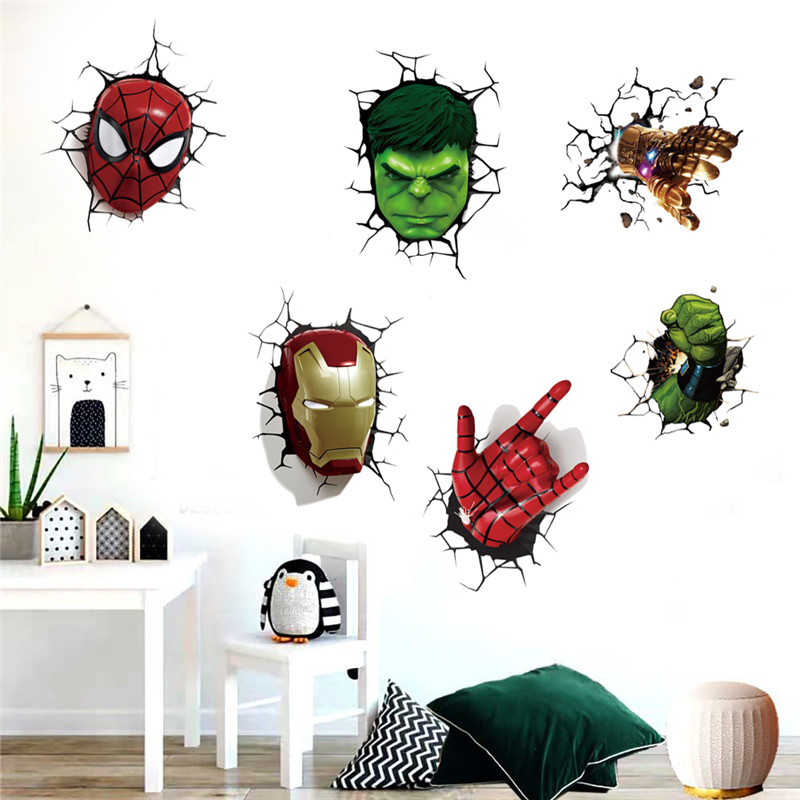 

MINISO Cartoon Avengers DIY Wall Stickers For Kids Room Marvel Superhero Movie Poster Living Room Bedroom Wall Decoration