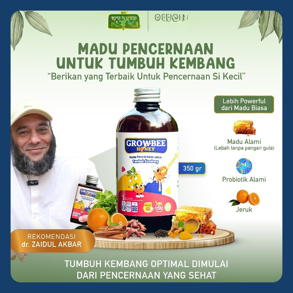 

Growbee Honey Madu Pencernaan Untuk Tumbuh Kembang 350gr & 150gr - Madu untuk mengatasi masalah pencernaan agar tumbuh kembang optimal