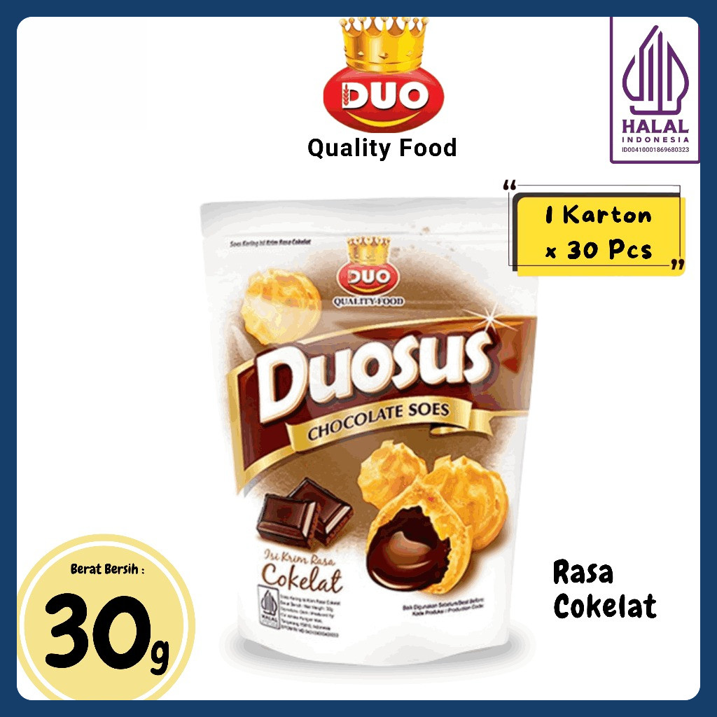 

DUO Duosus Kue Sus Kering Isi krim (1 Karton x 30 Pcs) - Netto 30gr Snack Cemilan Anak Murah
