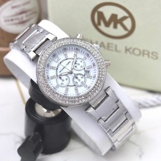 Top Jam Tangan MK Diamond Wanita Michael Kors FF73 Strap Rantai Tanggal Aktif Free Box & Baterai ( B