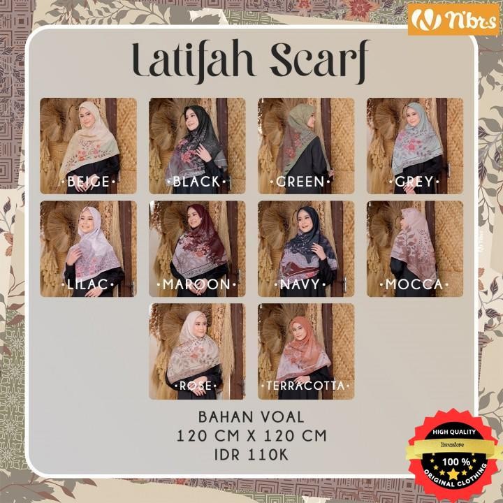 Nibras Latifah Hijab Segi Empat Motif Syari Bahan Voal Size 120 Cm