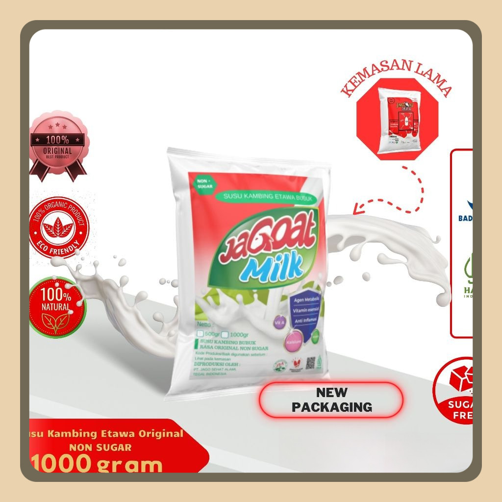 

Susu Kambing Etawa 1kg Kemasan Almunium foil jagoat milk