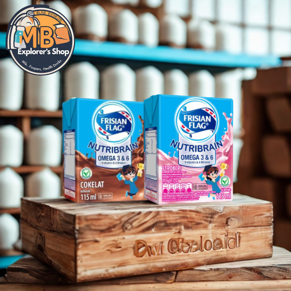 

Susu Frisian Flag Susu UHT Nutribrain Susu Kotak Cair Liquid Isi 6 Kotak Coklat Stoberi MB