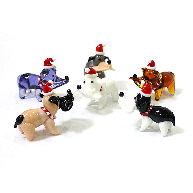 

Christmas Decor Cute Glass Animal Dog Miniature Figurine Handmade Puppy Ornaments Home Table Decor Xmas New Year Gift for Kids
