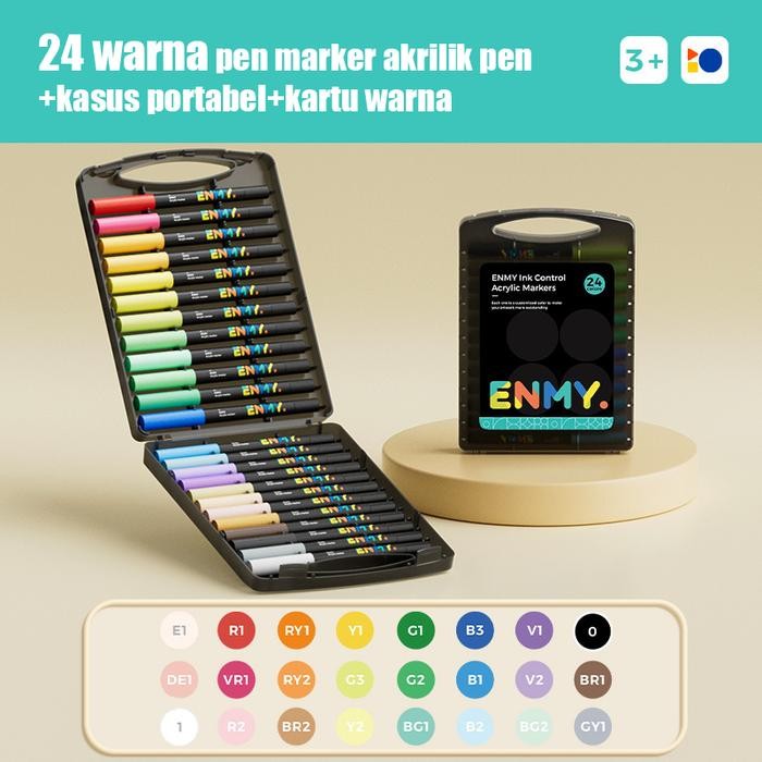 

ENMY Pen Akrilik Langsung Cairan Kotak Hitam Kecil Lukisan Mahasiswa Dedicated Waterproof Stackable Warna Tinta Stationery Pena Teknologi Pengendalian Tinta Cerdas Desain Kepala Lembut Duquewei Baru Cocok Untuk Menggantung Dan Memperwarnakan - 24 warna