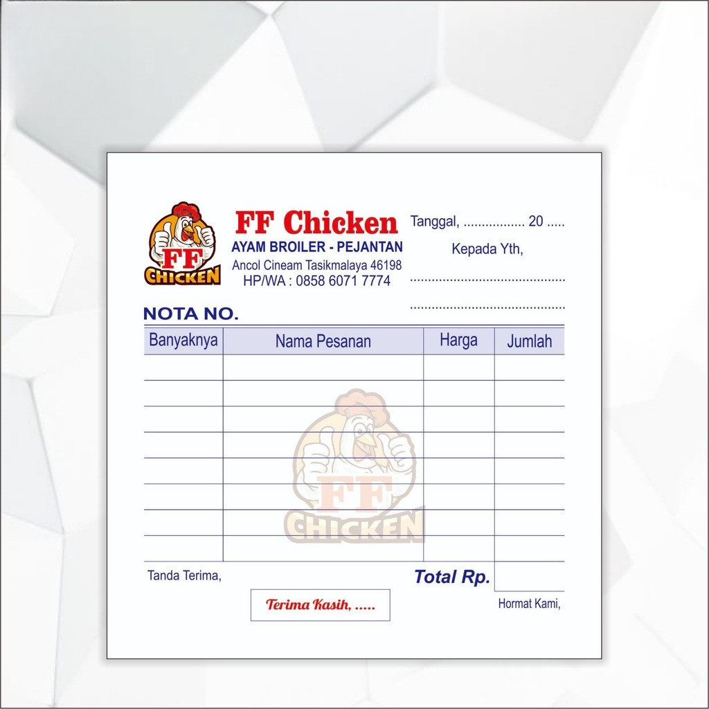 

Tanpa Min Order| Cetak Nota Custom Nama Toko Sendiri Ukuran 10 X 11 Cm 1/6 Polio 1 Ply 2 Ply