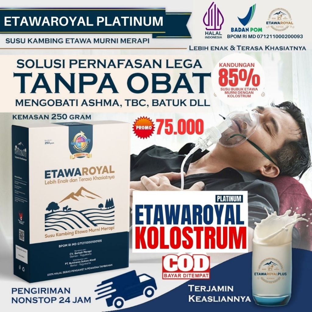 

Etawaroyal Platinum - Perubahan merk Etawaplus Platinum Asli - Susu Kambing Etawa Untuk Sesak Nafas, Ashma, Nyeri Sendi dan Osteoporosis