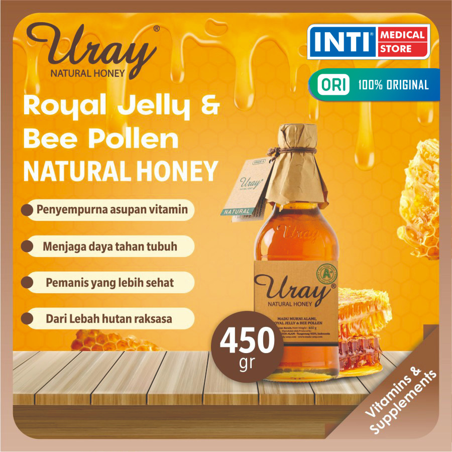 

Madu Uray | Natural Honey Royal Jelly & Bee Pollen 450gr | Madu Murni