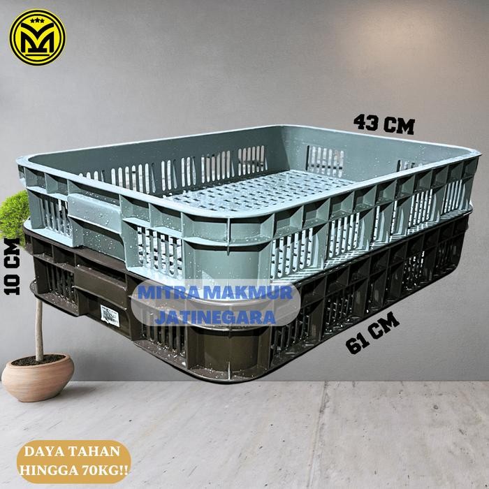 

KONTAINER CARGO INDUSTRI MASPION CONTAINER KRAT PLASTIK SUPER TEBAL ANTI PECAH 61 X 43 X 10 - 33 CM - BKC-032 LUBANG