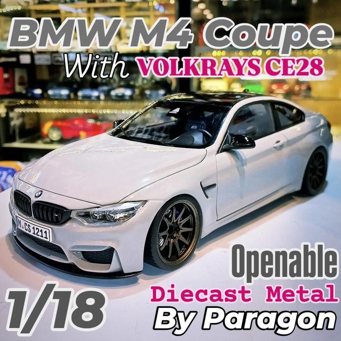 Diecast BMW M4 Coupe Nardo Grey by Paragon Custom body paint custom CE28 Wheels  Metal Openable Ori 