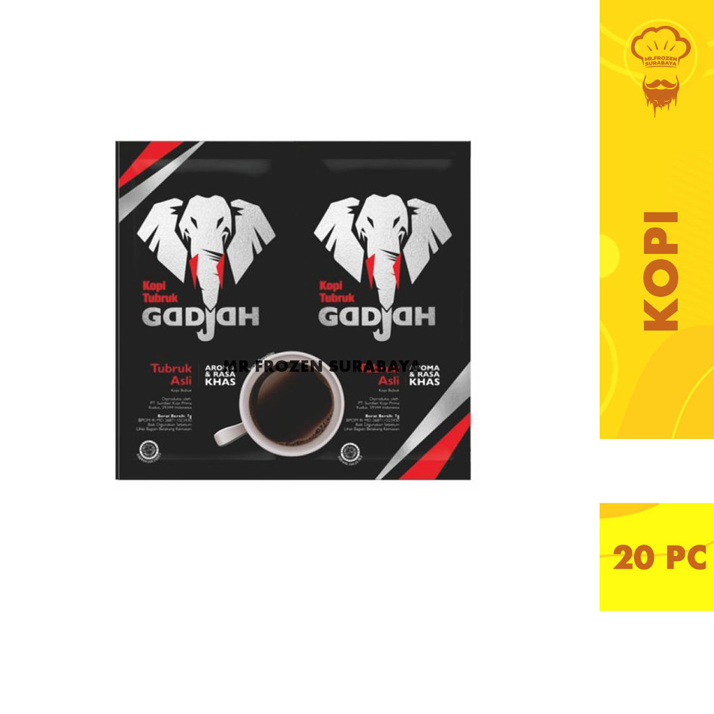

Kopi Tubruk Gadjah Twin Pack 1 Renteng Isi 20 Sachet X 6 Gram