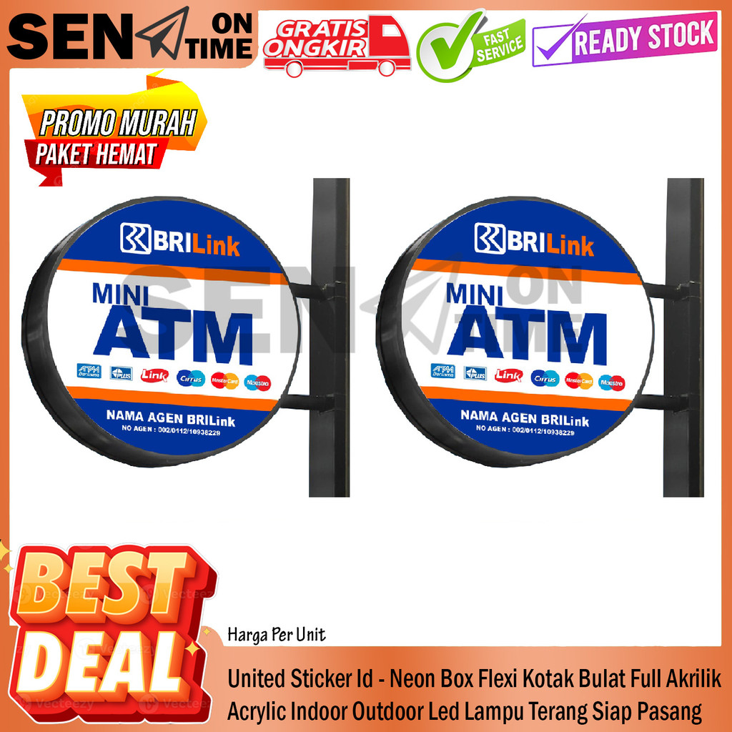 

United Sticker Id - Neon Box Flexi Kotak Bulat Full Akrilik Acrylic Indoor Outdoor Led Lampu Cetak Setiker Stiker Vinyl Cutting Cuting Printing Custom Bentuk Desain Waterproof Motor Mobil Logo Brand Tulisan Warna Warni Bebas Terang Siap Pasang + Bracket