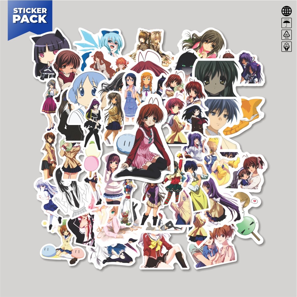 

[100PCS]Stiker Pack Sticker Anime Clannad Aesthetic Vinyl Anti Air Dekorasi Sticker Laptop Buku Journal Koper Helm Casing HP Gitar Helm Skateboard