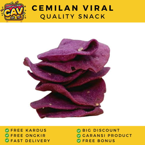 

CAV TARO CHIPS 250gr Taro Chips Ungu Keripik Ubi Ungu Taro Chips Ubi Ungu Cemilan Snack Manis