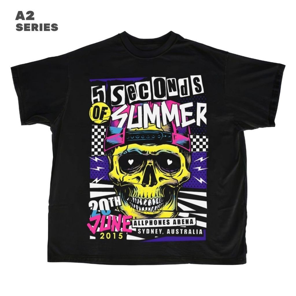 Psycho Crucify "5SOS" Black Oversized T-Shirt | COD | Atasan | Kaos 5 Second of Summer