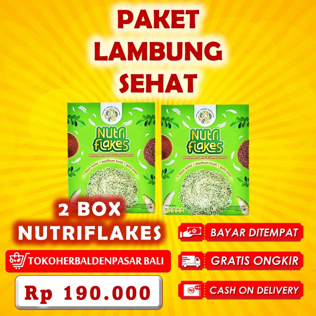 

Paket Lambung Sehat - Diet Sehat - 2 Box Nutriflakes - Minuman Serbuk Umbi Garut Suplemen Makanan Diet Atasi Masalah Asam Lambung