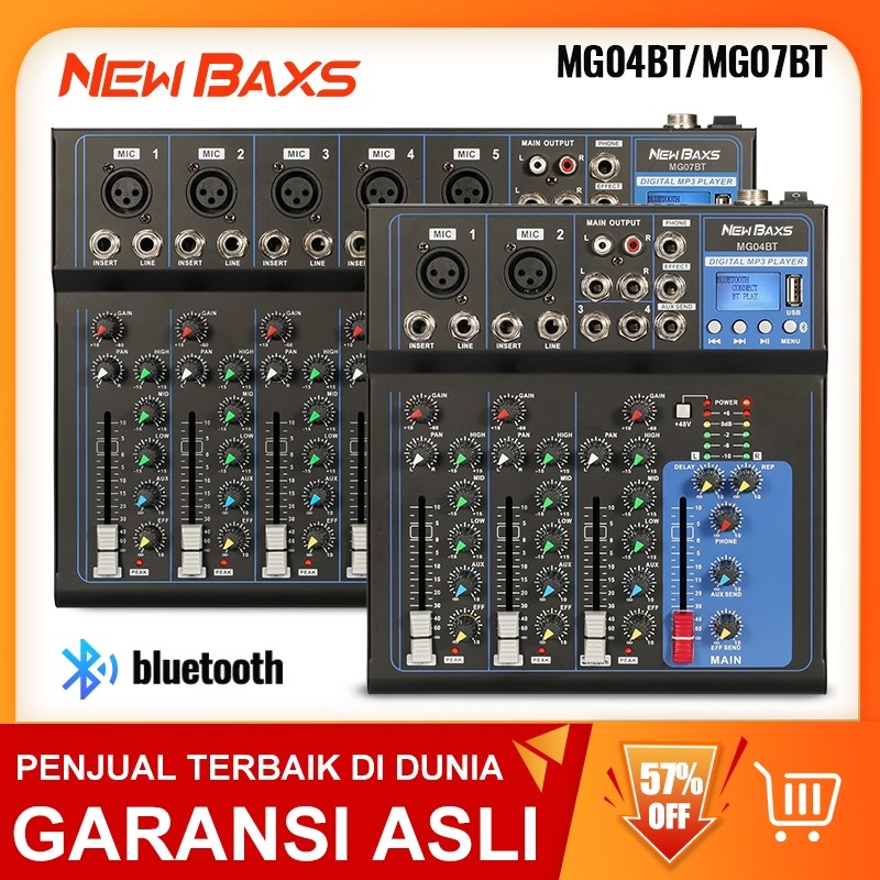 NEW BAXS Mixer MG07BT/MG04BT 7/4-channel DJMIXER mendukung peralatan audiopemutaran Bluetooth/MP3/US
