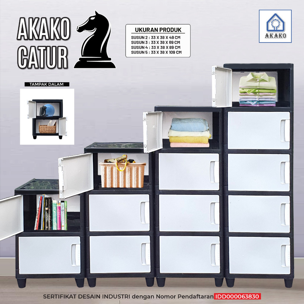 AKAKO - FULL GARANSI  LEMARI PAKAIAN PLASTIK AKAKO JUMBO SWING "CATUR" NEW / KODE: CATUR / Lemari Po