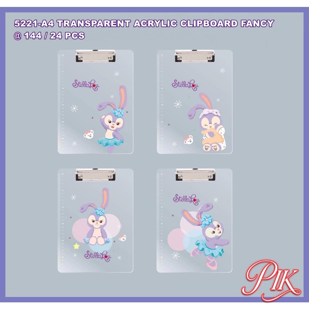 

Apazada Papan Jalan Transparan Acrylic Motif / Clipboard Folio / Papan Ujian / Alas Ujian / Papan Jalan A4 Fancy