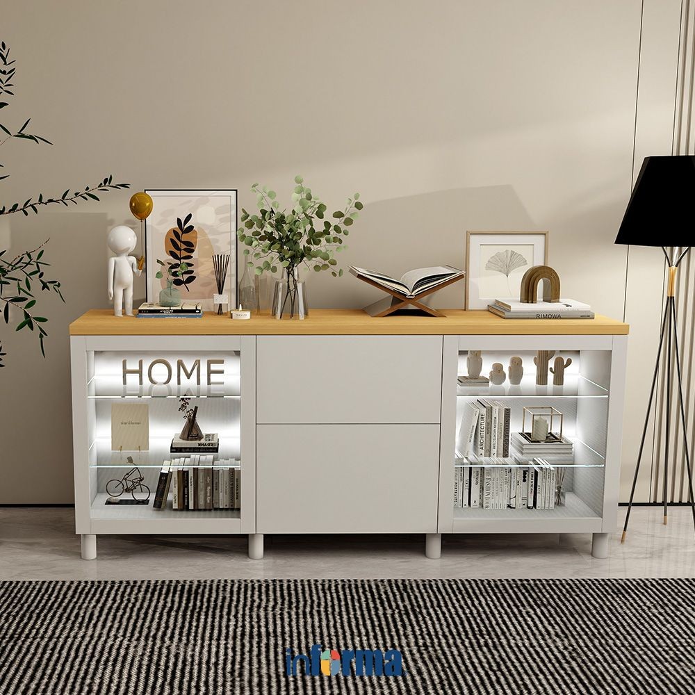 Informa Dahlia Kabinet 2 Pintu Dengan 2 Laci - Putih Lemari Kabinet Serbaguna Cabinet Penyimpanan In