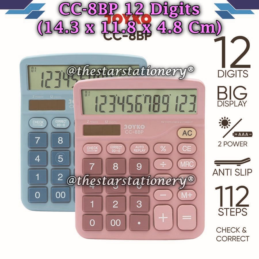 

(1 Biji) GROSIR Kalkulator JOYKO CC-8BP 12 Digits Check Correct / Calculator Kalkulator CC-8BP CC-8