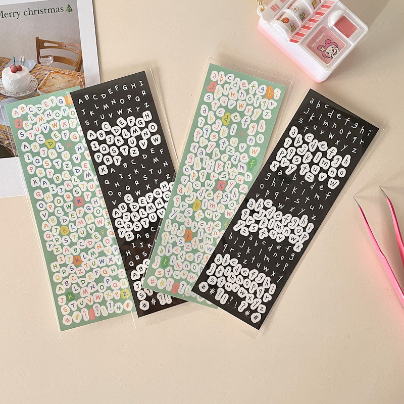 

1Pc Cute Color black white Letter Sticker Durable Stick Label Korea ins English Alphabet For Photos Albums Decoration Stationery