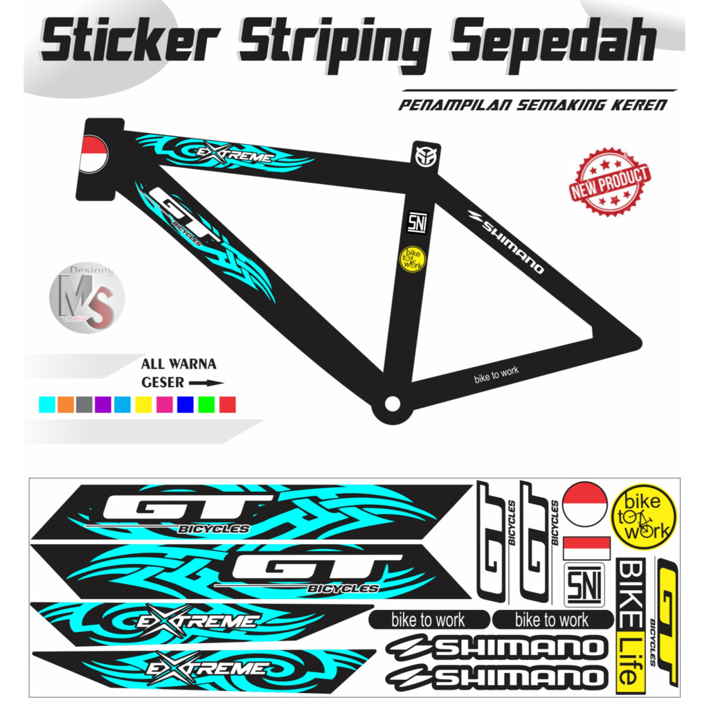 STICKER Striping Variasi Bike Stiker Sepeda Set GT EXTRIME STILE Y54