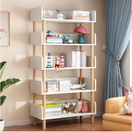Lemari Buku Serbaguna 5 Susun Rak buku minimalis Rak Susun Kayu Penyim - Putih, 2 susun 40cm