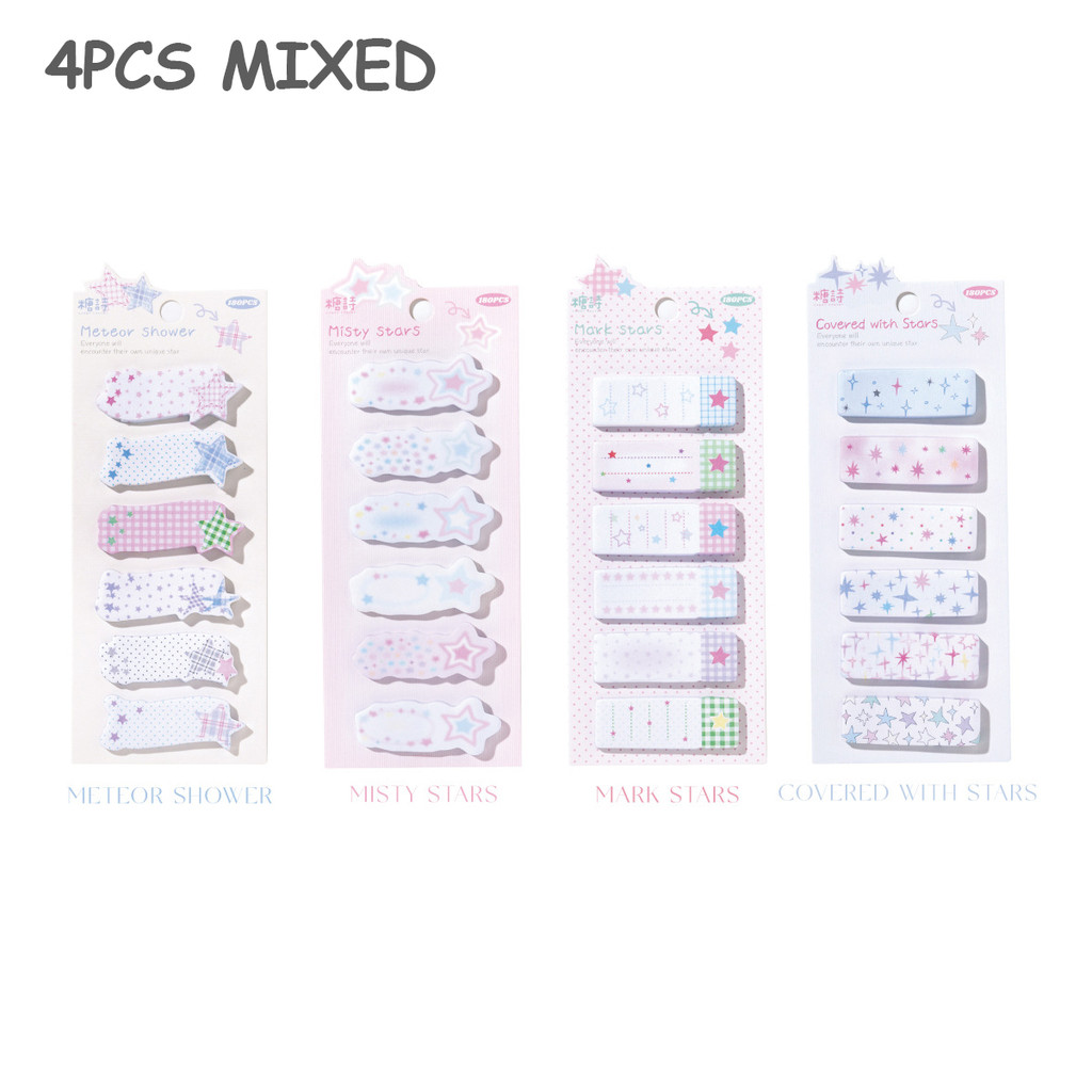 

4pcs/set Ins Style Cute Star Label Stickers Convenience Stickers Handwritten Notes Memo Korea Style Sticky Notes Post-it Notes