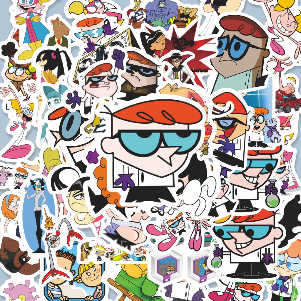 

100PCS Lucu Dexter's Laboratory Stiker Aesthetic Stiker Anti Air Stikers Berperekat Waterproof sticker decal buat Motor Helm Buku Journal Koper Casing HP Laptop Botol Minum Hadiah anak
