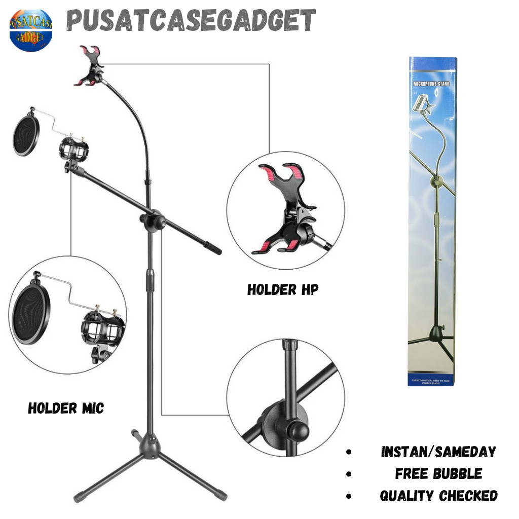 Stand Mic Microphone Degree Berdiri  Plus Holder Hp 360 Recording Stand Tiang Penyangga Microphone K