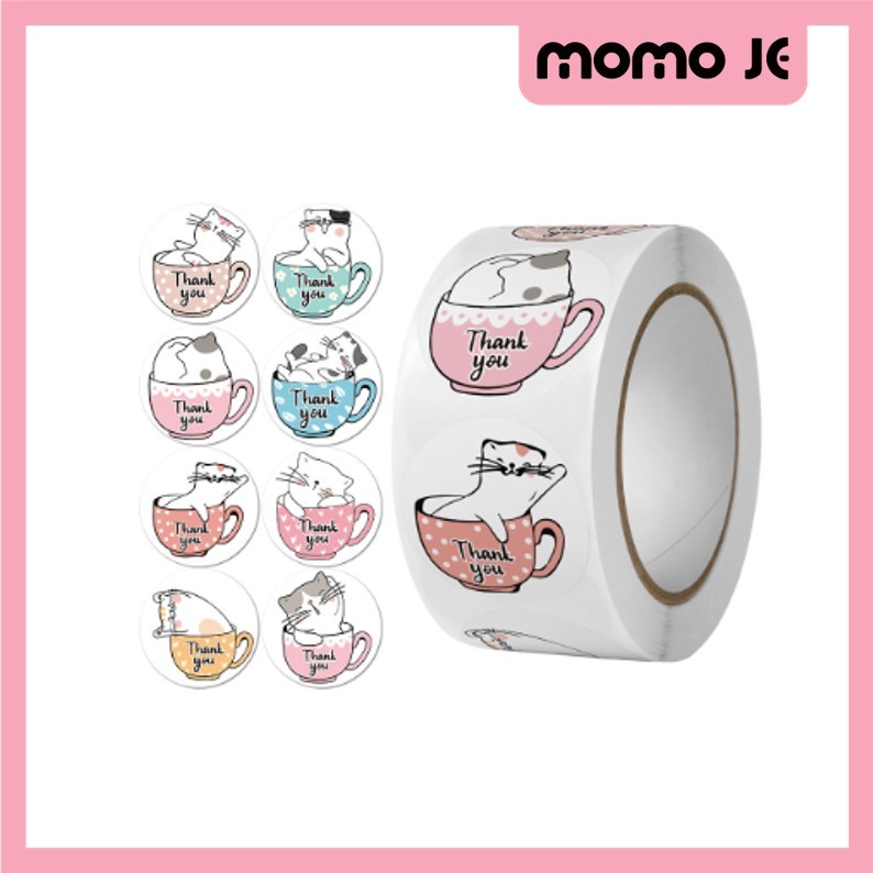 

MOMO JE 5195 500 PCS Stiker Thank You Sticker Thank You 1 Roll Stiker Thank You