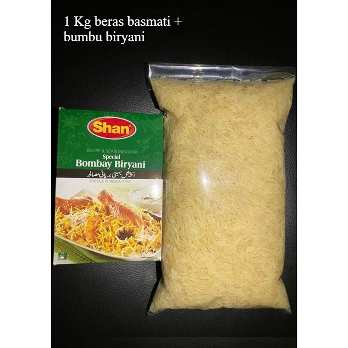 

Paket Beras Basmati 1kg + 1 Paket Shan Bumu biryani Masala 60 gr