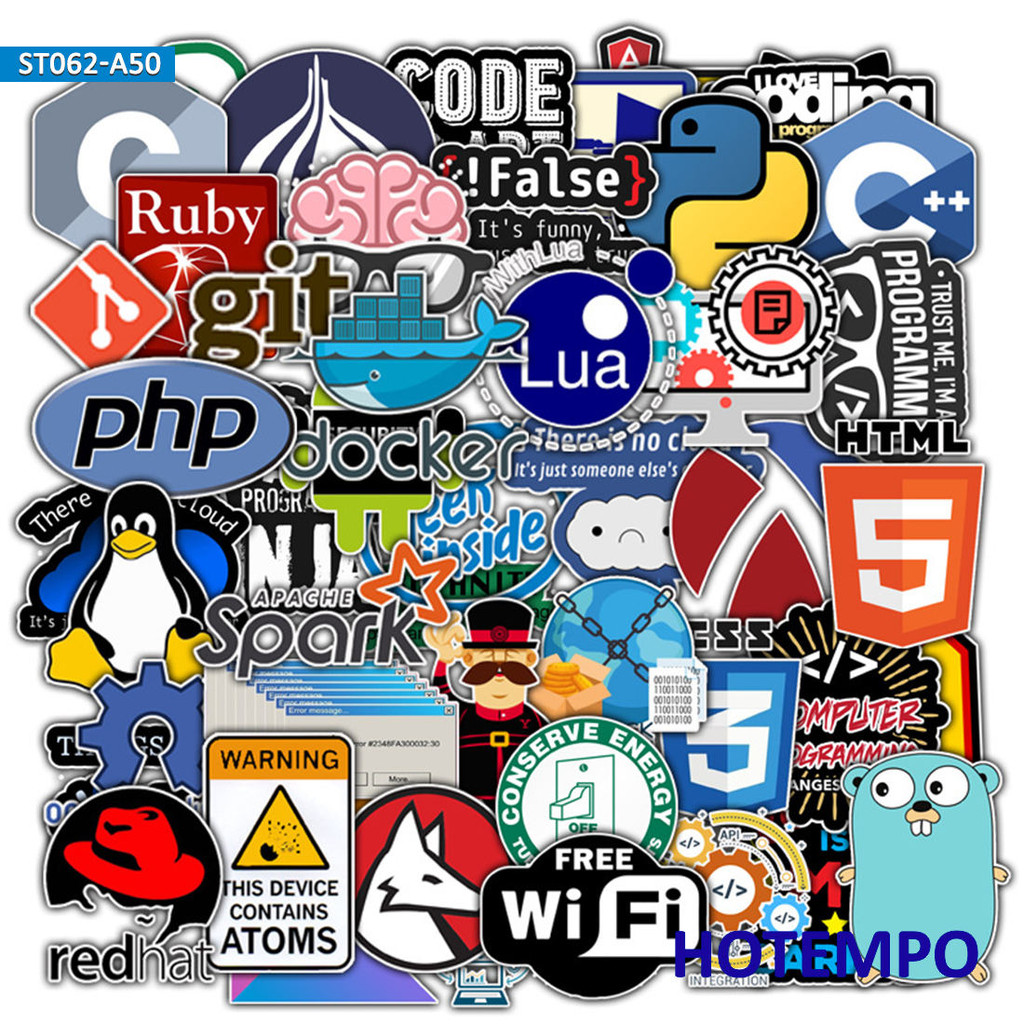 

50Pieces Programming Language Internet Geek Programmer Stickers for Phone Scrapbook Car Motorcycle Skateboard Laptop Sticker Toy