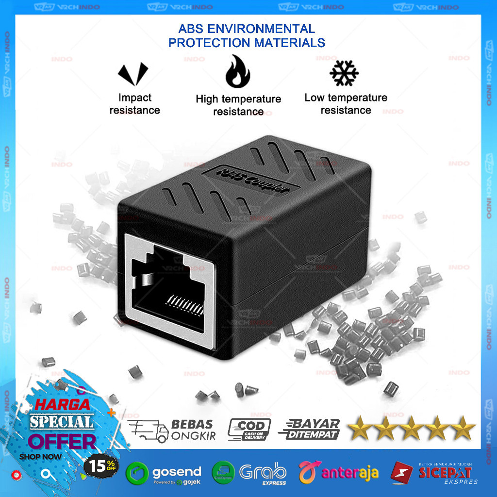 Sambungan Kabel Internet LAN 1/1 Connector | Konektor Barel Lan RJ45 Splitter Barell 1 Ke 1 
