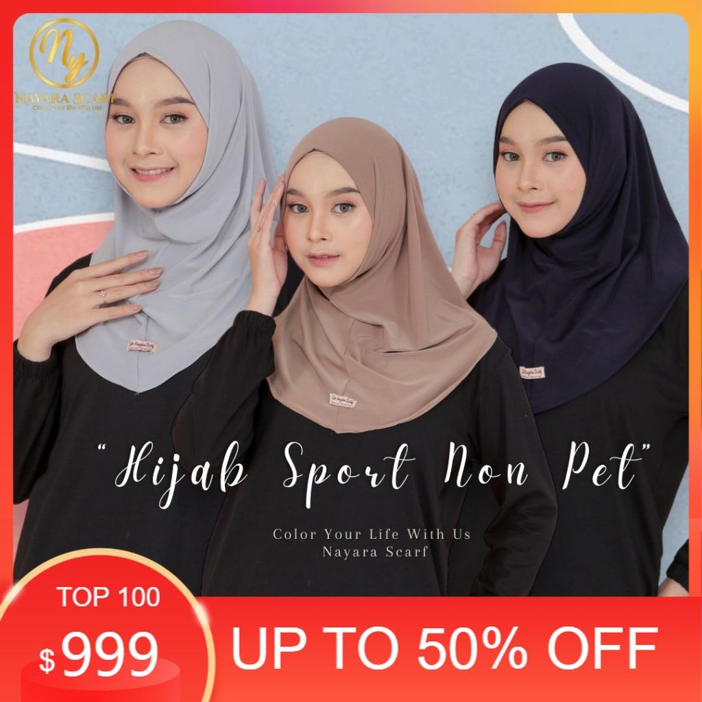 Termurah Kekinian Style Keren / HIJAB BERGO SPORT NON PET BY NAYARA SCARF I JILBAB SPORT INSTAN NAYA