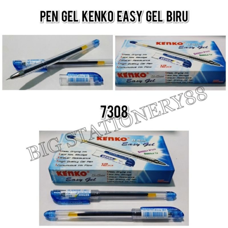 

12 PCS - PULPEN GEL KENKO EASY GEL 0.5 MM/ PEN GEL KENKO EASY GEL HITAM/BIRU