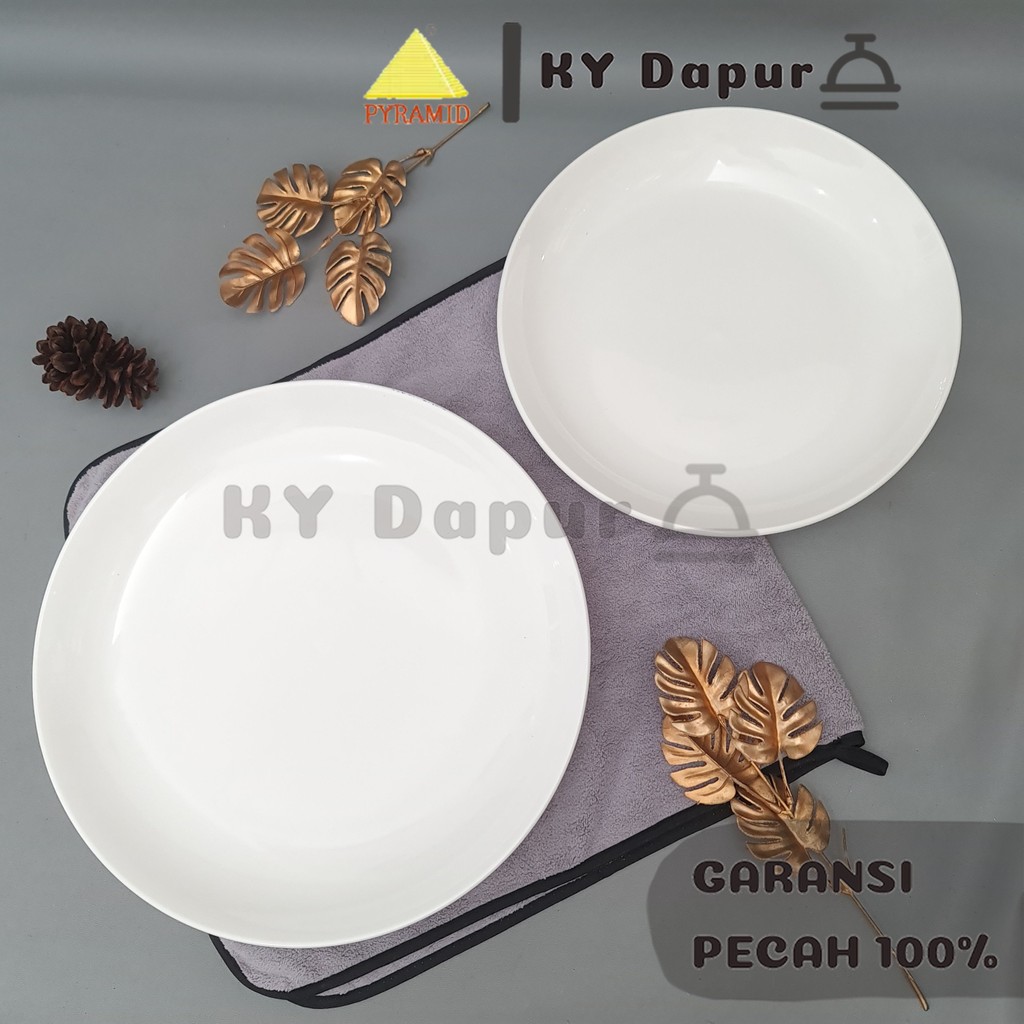 PYRAMID Piring Keramik Putih Saji Ceper10,5 Inch Piring Keramik Unik Cantik Aesthetic Polos Simple