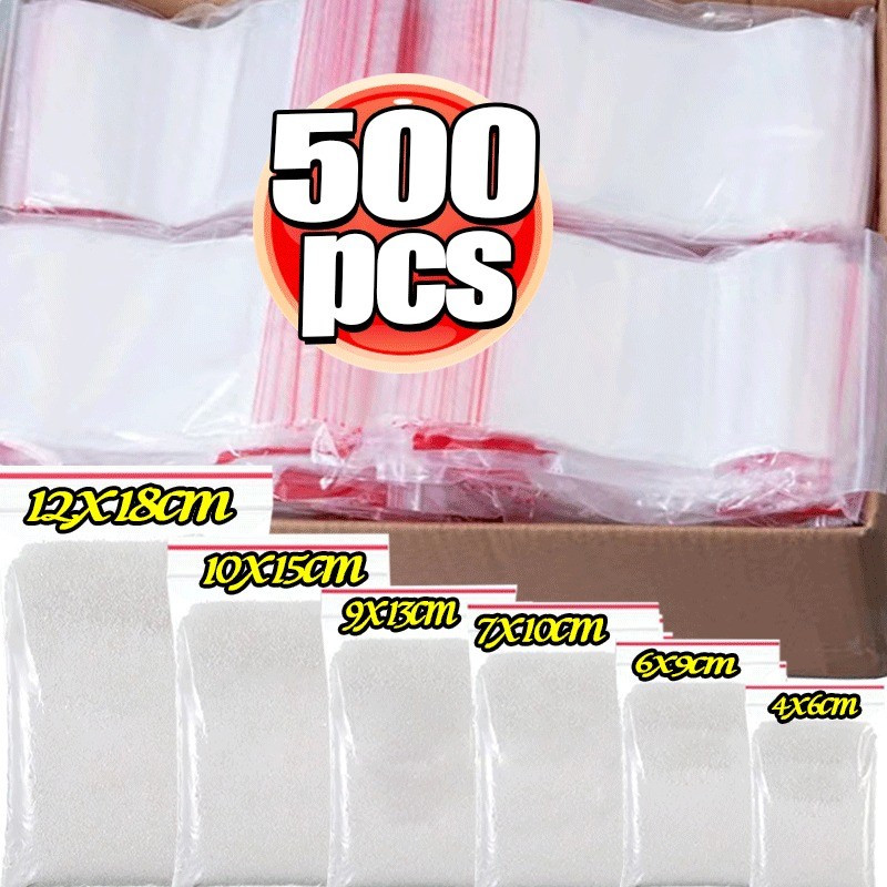 

100-500pcs Thicken Zipper Self-sealing Bags Plastic Clear Reusable Small Packing Jewelry Storage Bag Reclosable Poly Bag Pouches