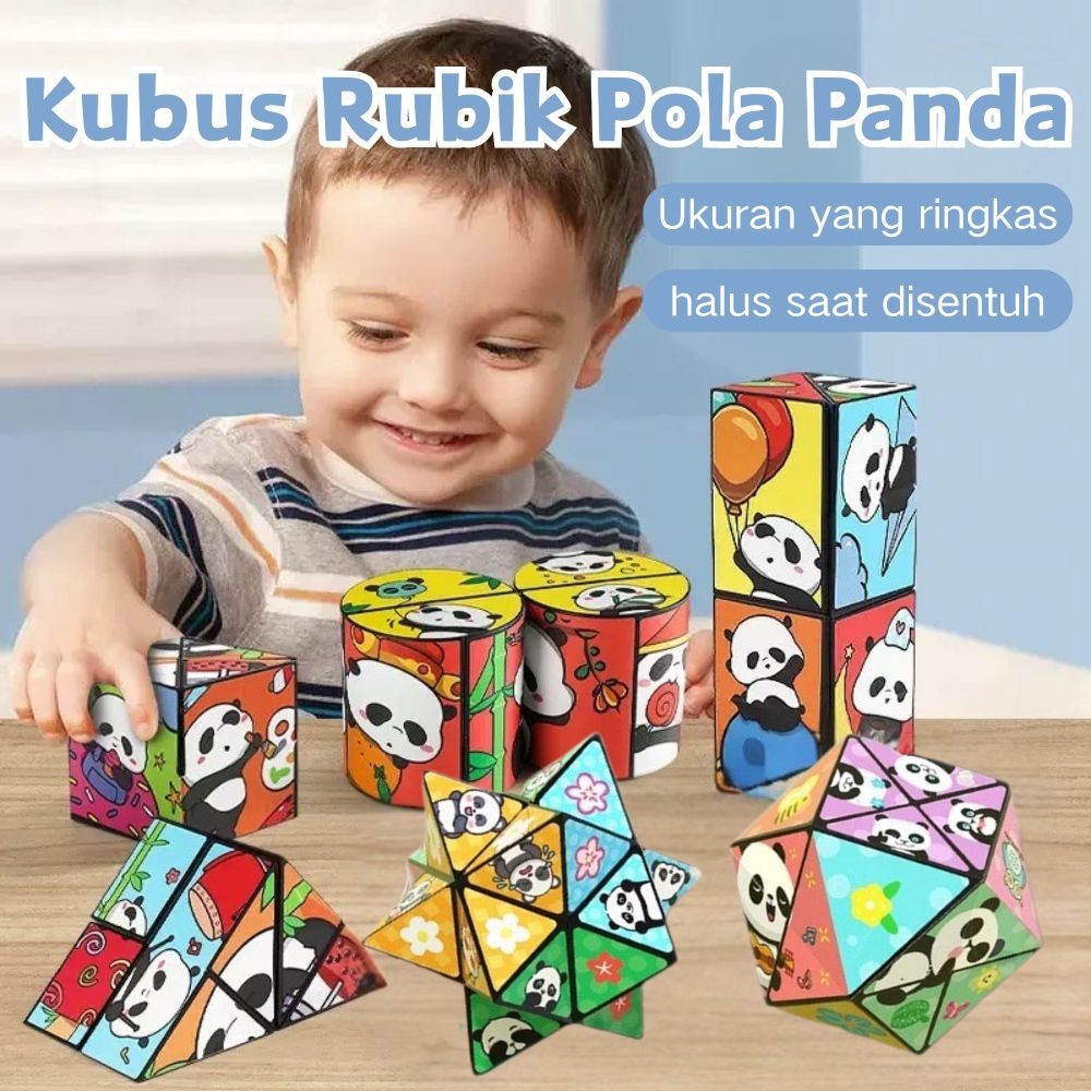 Melatih Konsentrasi Kartun Panda Magic Cube Kubus 3D Kubus Kubus Pendidikan Speed